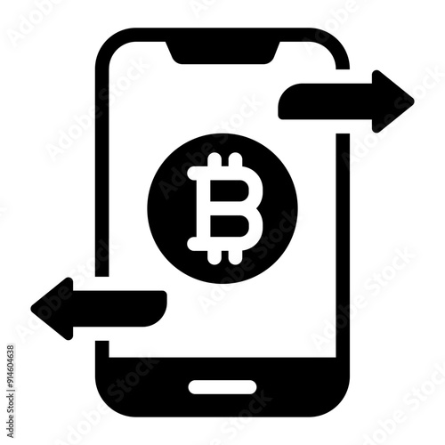 Mobile transaction icon for bitcoin and crypto payments.