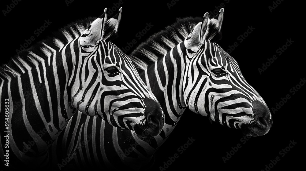 Fototapeta premium two zebras turned heads opposite