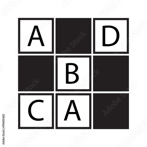 crossword icon black and white block