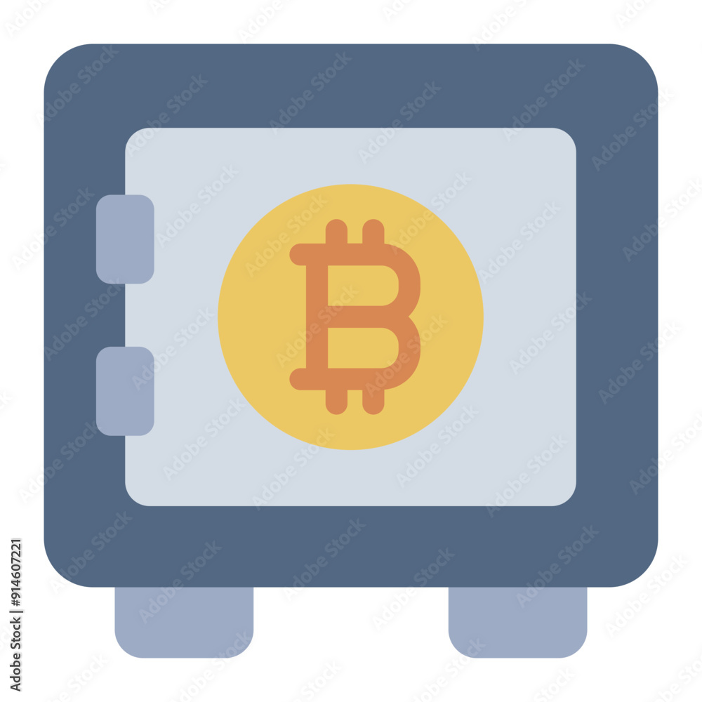 Bitcoin safe deposit icon for secure storage. Bitcoin safe deposit icon for secure storage.