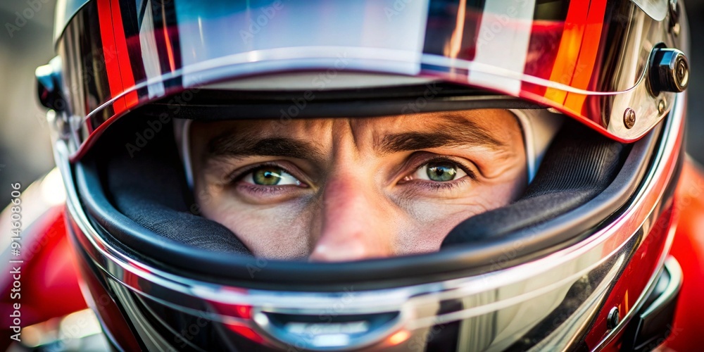 eyes of a male racing driver in a helmet, close-up eyes of a male racing driver in a helmet, close-up