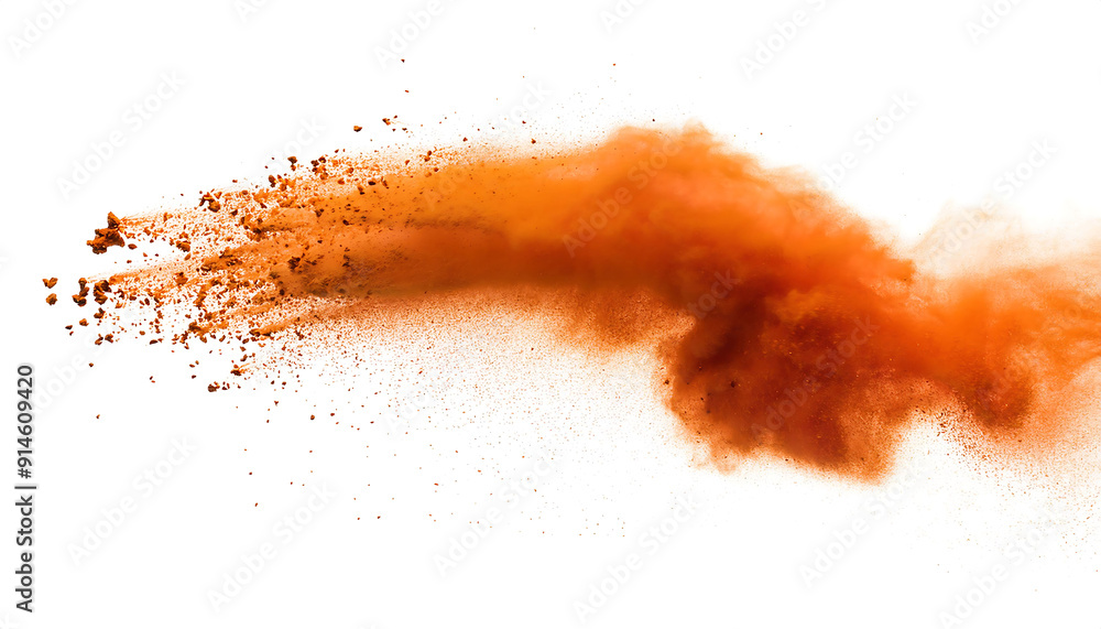 orange powder pulver explosion isolated on white orange powder pulver explosion isolated on white