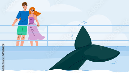 australia whale watching vector. breach animal, water iceland, blue island australia whale watching character. people flat cartoon illustration