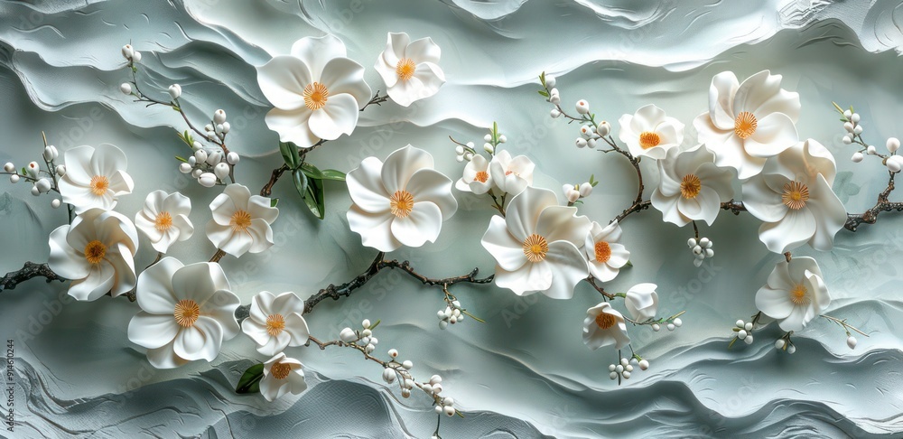 3D relief wallpaper with painting of sculpted rose blossoms and delicate petals, adding a romantic and natural elegance, mural wall art oil painting 3D relief wallpaper with painting of sculpted rose blossoms and delicate petals, adding a romantic and natural elegance, mural wall art oil painting
