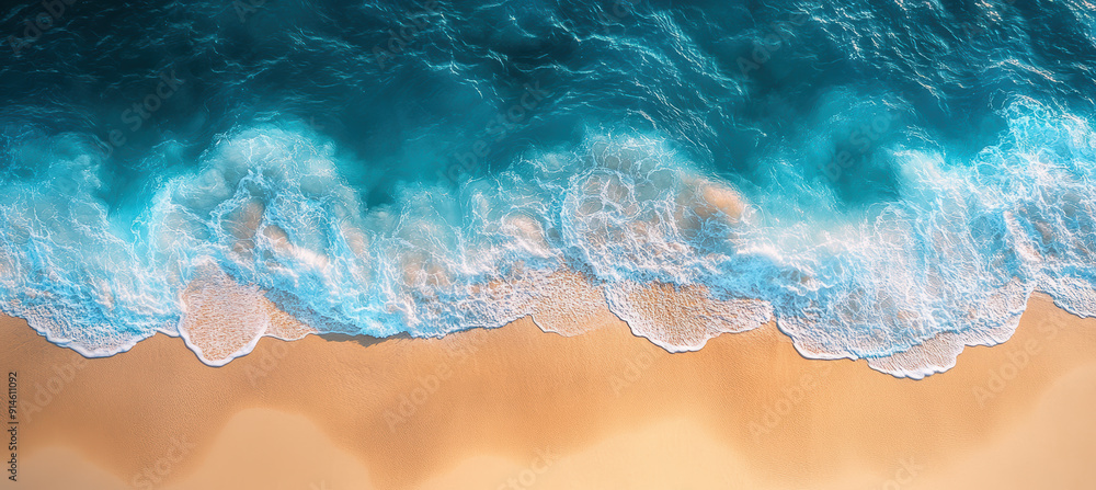 Obraz premium Blue Sea and Sandy Coastline Banner