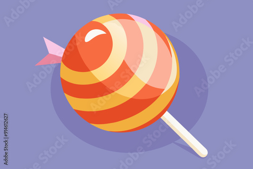 round Candy with stick vector art illuatration photo