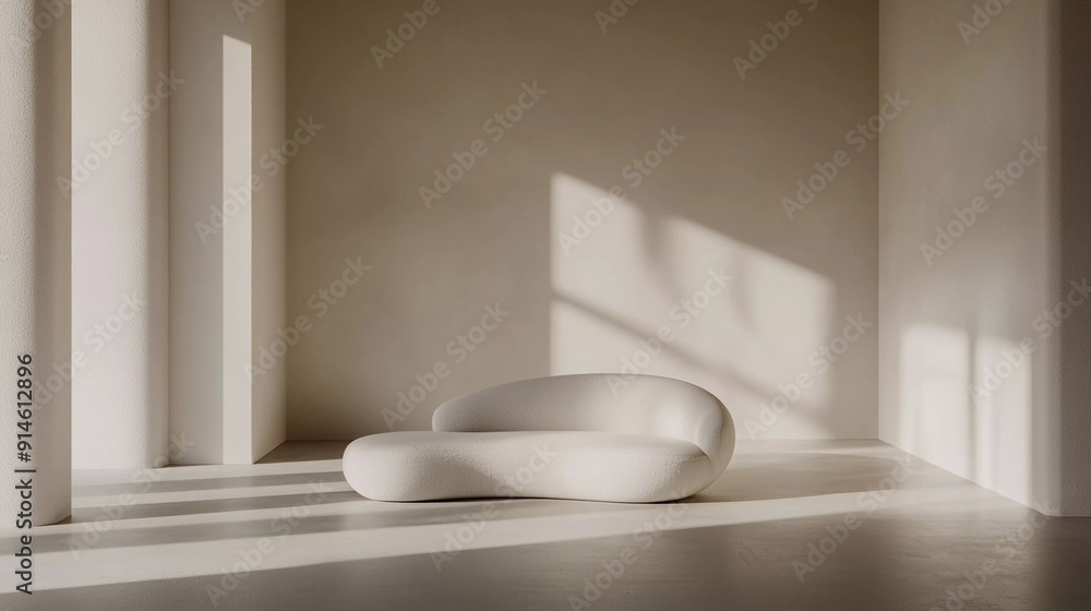 Grey Minimalism: Empty Wall, Soft Sofa Grey Minimalism: Empty Wall, Soft Sofa