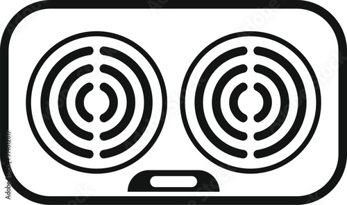 Electric double burner stove top view icon, outline style