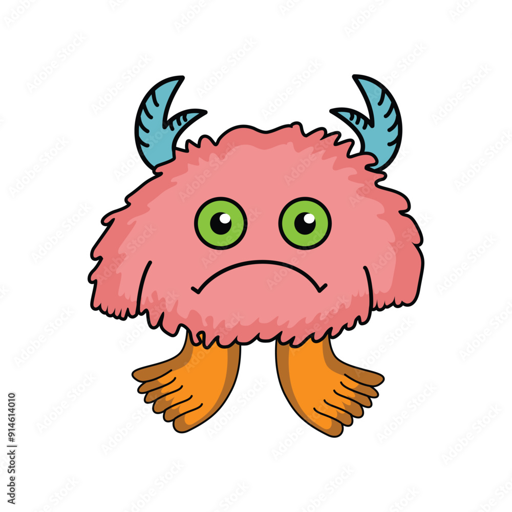 Fototapeta premium Funny cartoon monster illustration isolated on a white background. cute pink monster cartoon illustration element design
