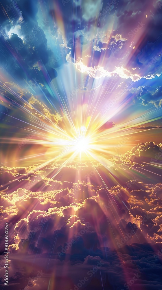 A bright sun is shining through a cloudy sky A bright sun is shining through a cloudy sky
