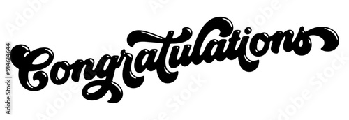 Word ‘Congratulations’ written in stylized retro bubble script lettering