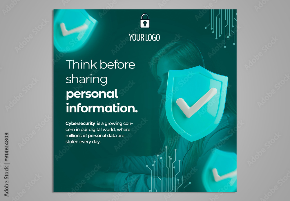 Cyber Security Template Social Media Stock Template | Adobe Stock
