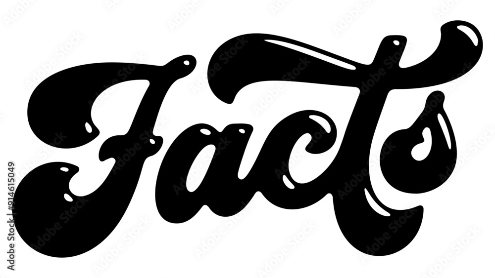 Naklejka premium Word ‘Facts’ written in stylized retro bubble script lettering