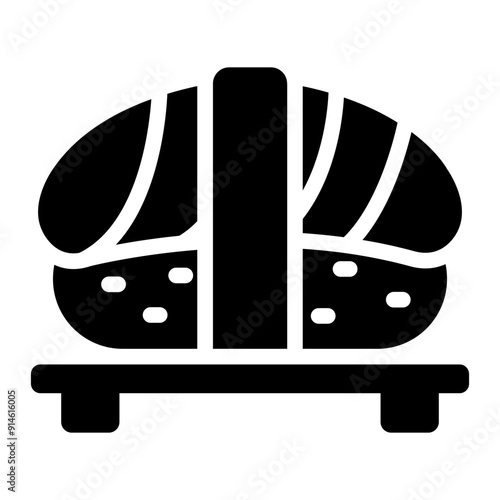 Japanese sushi icon with various types of rolls and nigiri.