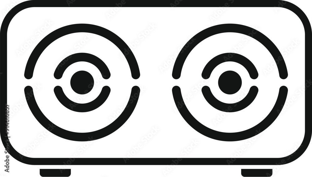 Line drawing of a double electric hob, perfect for websites and apps related to cooking and kitchen appliances Line drawing of a double electric hob, perfect for websites and apps related to cooking and kitchen appliances