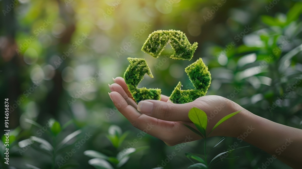 Reduce CO2 emission concept. A hand holds a green CO2 emissions symbol ...