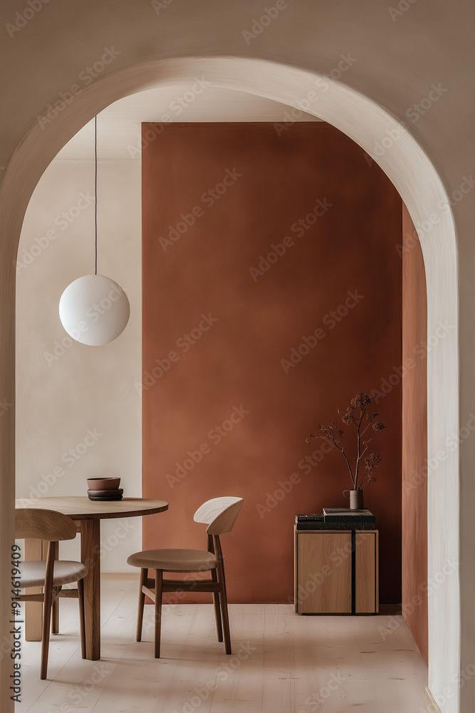 Minimalist Interior Design with Bold Red Arch - Modern Home Decor Minimalist Interior Design with Bold Red Arch - Modern Home Decor