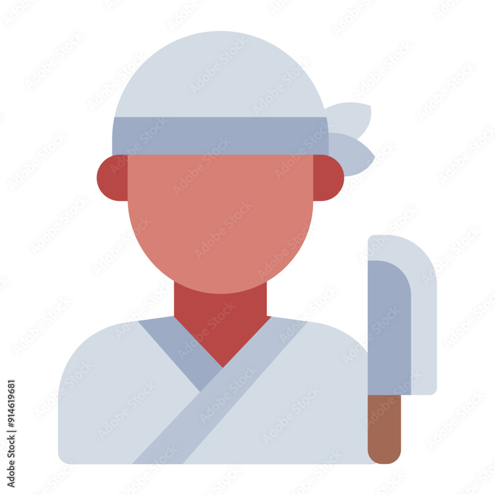 Avatar icon of a Japanese chef, wearing traditional chef hat and uniform. Avatar icon of a Japanese chef, wearing traditional chef hat and uniform.
