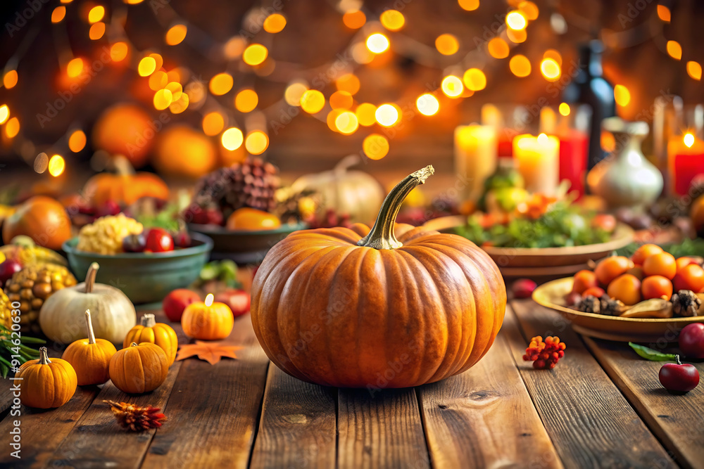 Autumn pumpkin on wooden table; halloween Autumn pumpkin on wooden table; halloween