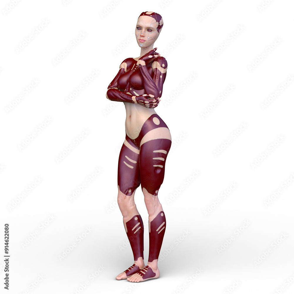 女性サイボーグ 3DCGレンダリング 女性サイボーグ 3DCGレンダリング