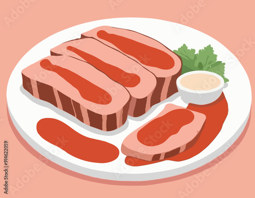 Sliced veal with sauce 
