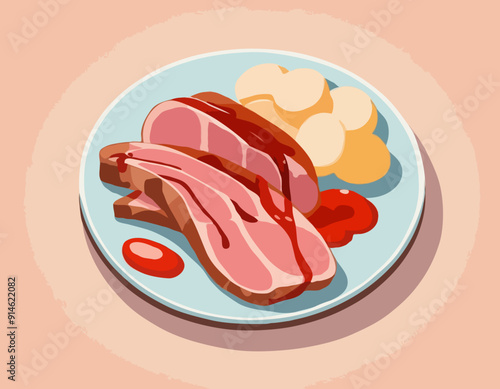 Sliced veal with sauce 

