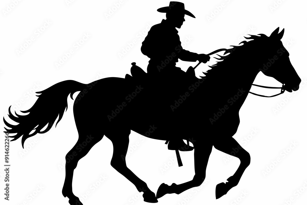 cowboy and horse running silhouettes , cowboy riding a running horse, Western riding discipline Reining vector collection cowboy and horse running silhouettes , cowboy riding a running horse, Western riding discipline Reining vector collection