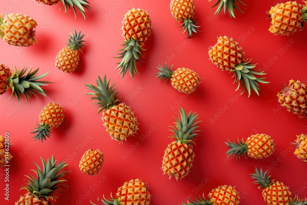 Pineapple Pattern on Red Pineapple Pattern on Red