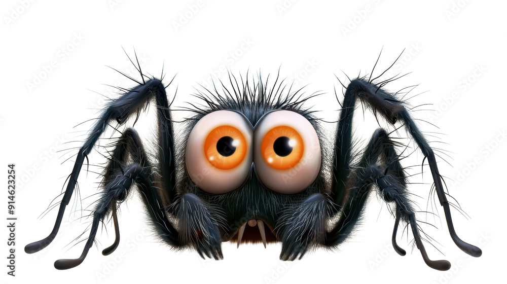 Cartooned surprised Halloween spider on transparent background Cartooned surprised Halloween spider on transparent background