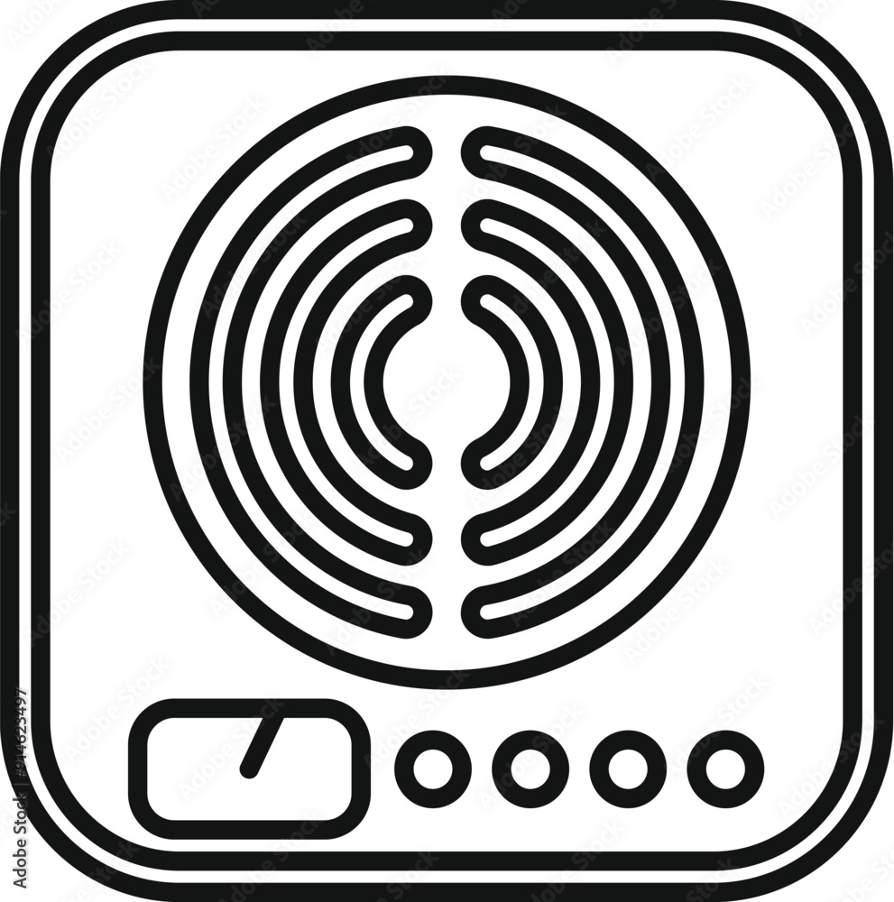 Outline icon of an induction cooker panel, a modern kitchen appliance for efficient cooking Outline icon of an induction cooker panel, a modern kitchen appliance for efficient cooking