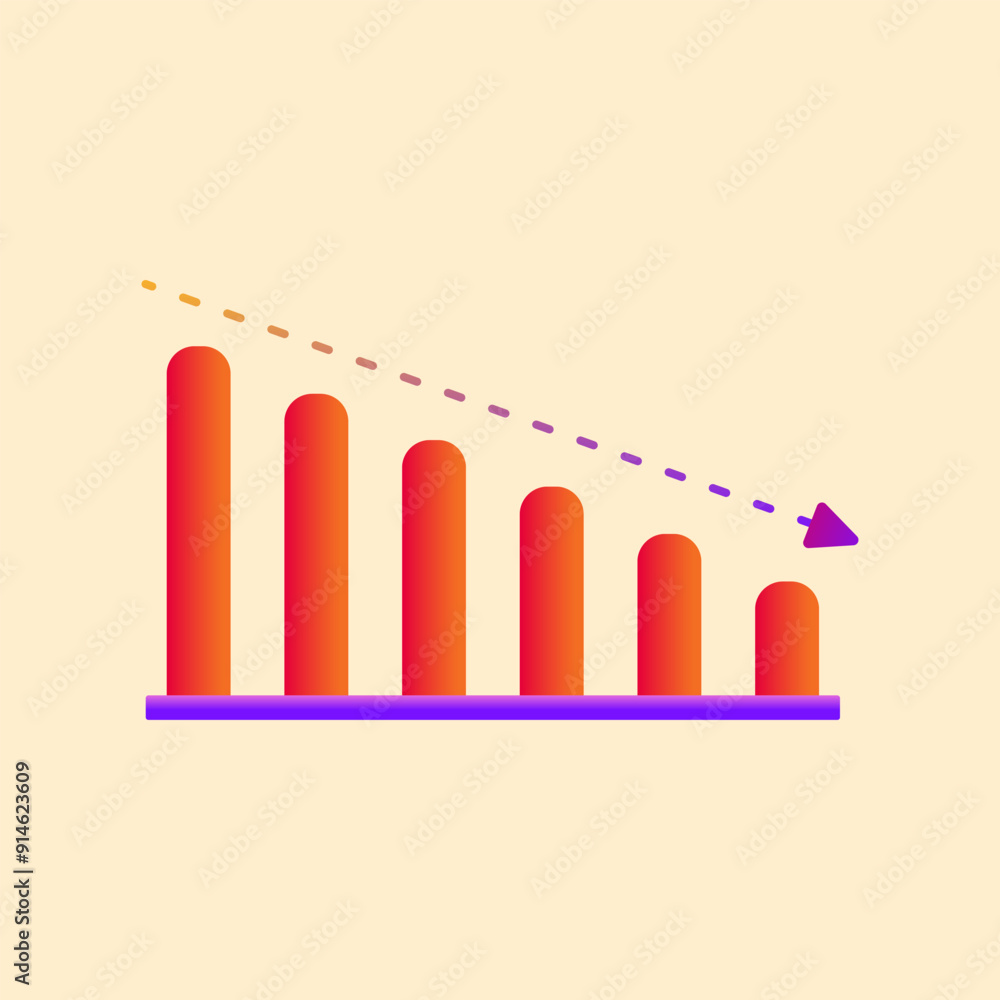 Graph bar chart with downward arrow, depiction of business losses and falling earnings, excellent for infographics and motion graphics on finance, business, markets, and bankruptcy. Graph bar chart with downward arrow, depiction of business losses and falling earnings, excellent for infographics and motion graphics on finance, business, markets, and bankruptcy.