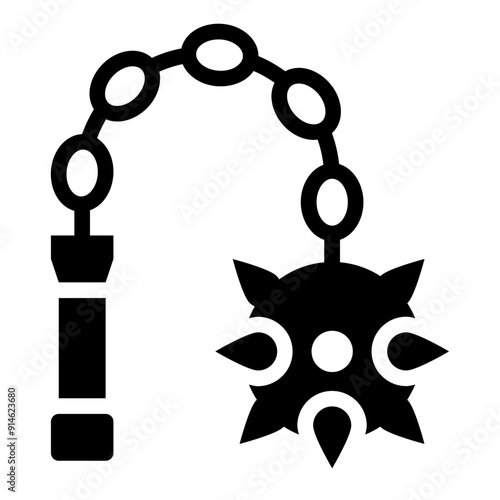 Medieval flail weapon with spiked ball used in combat