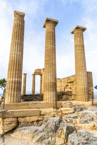 Doric temple of Athena Lindia on Acropolis of Lindos Rhodes, Greece photo