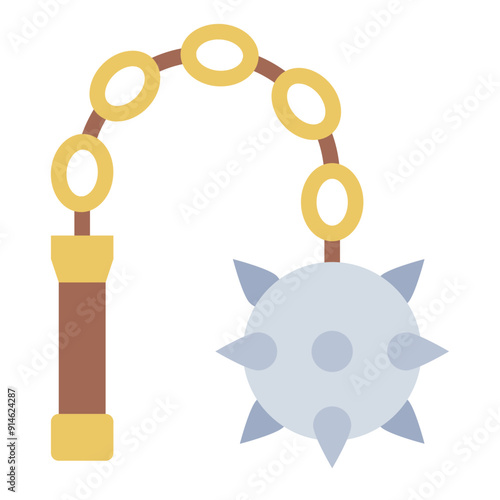 Medieval flail weapon with spiked ball used in combat