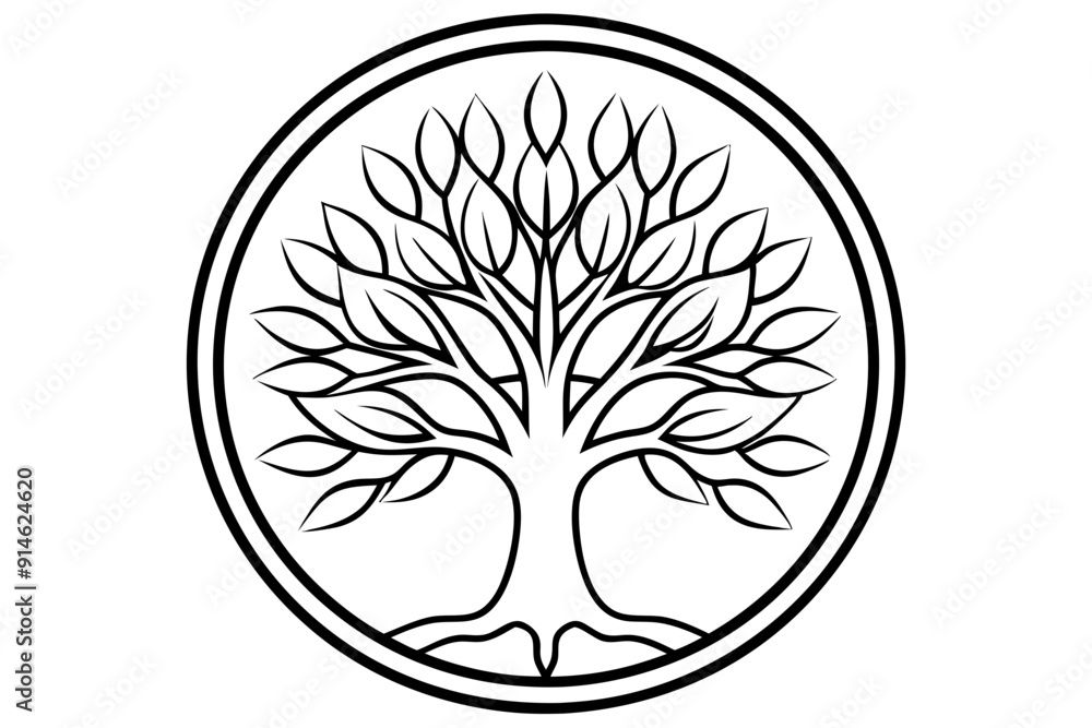 Tree of life logo icon. Botanic plant nature symbol. Circle tree logo ...