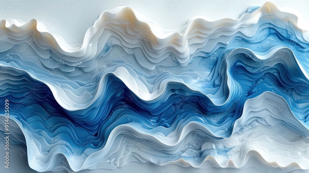3D relief wallpaper with painting of a colorful 3d wave. wall art oil painting 3D relief wallpaper with painting of a colorful 3d wave. wall art oil painting