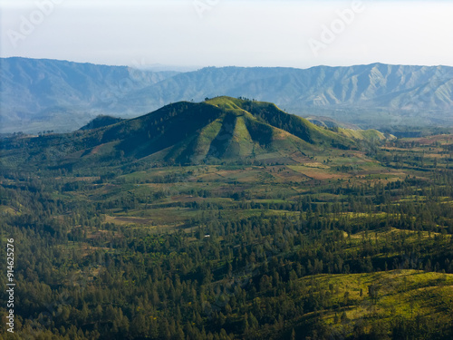 Bondowoso, East Java / Indonesia Savana Wurung Crater (Kawah Wurung) during the dry season, located in Curah Macan village, Bondowoo.