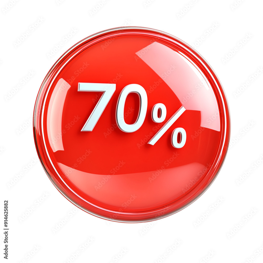 A red button with the number 70% on it A red button with the number 70% on it