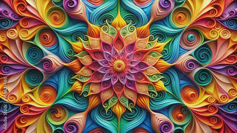 Abstract paper art with vibrant swirling patterns resembling a kaleidoscope , abstract, paper art, swirling Abstract paper art with vibrant swirling patterns resembling a kaleidoscope , abstract, paper art, swirling