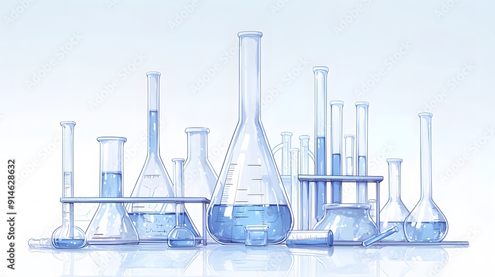 Craft an image of a collection of Scientific Glass Blue water Craft an image of a collection of Scientific Glass Blue water