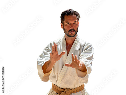 A martial artist in a fighting stance