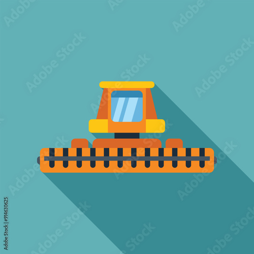 Combine harvester harvesting wheat in field agriculture icon in flat style on a light blue background