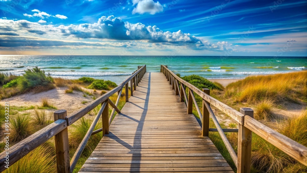 Fototapeta premium wooden road to the sea 