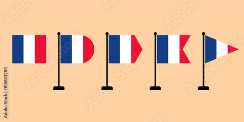 France flag with various shapes vector eps for design element, decoration, banner, emblem, promotion, event, holiday, social media post, icon, poster, etc. Editable and scalable.