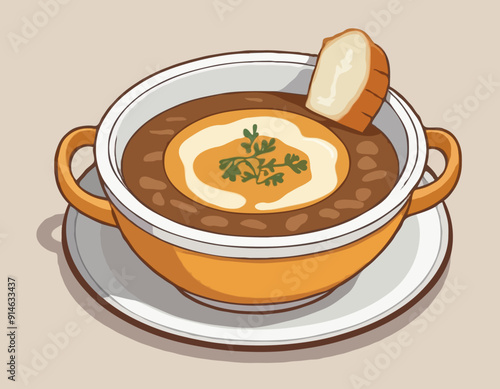 Soupe a l'oignon. Traditional French Onion Soup