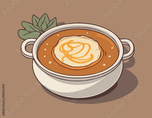 Soupe a l'oignon. Traditional French Onion Soup