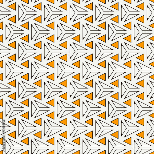 Contemporary geometric pattern. Repeated triangles motif. Seamless surface design. Modern geo abstract background. Minimalist wallpaper. Simple ornamental digital paper, textile print. Vector art