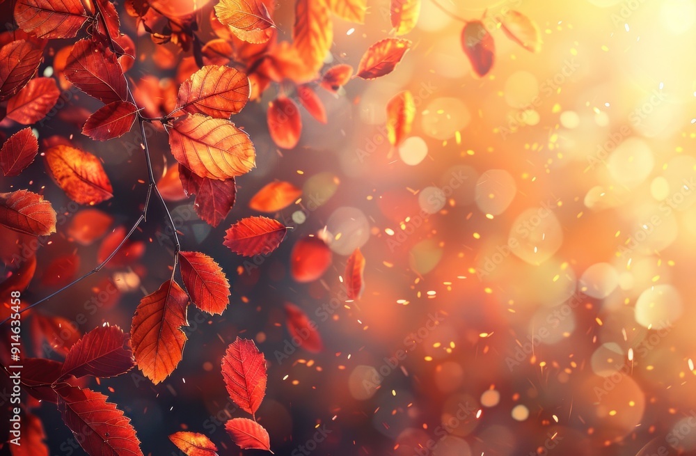 Autumn Leaves Falling with a Warm Golden Glow Autumn Leaves Falling with a Warm Golden Glow