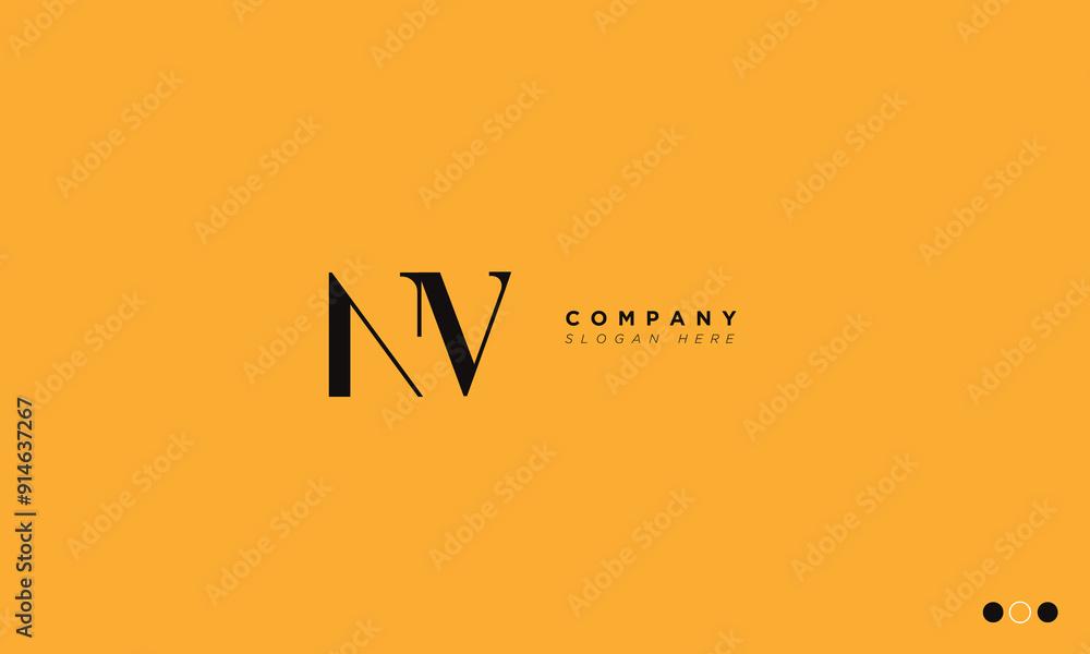 NV Alphabet letters Initials Monogram logo VN, N and V NV Alphabet letters Initials Monogram logo VN, N and V