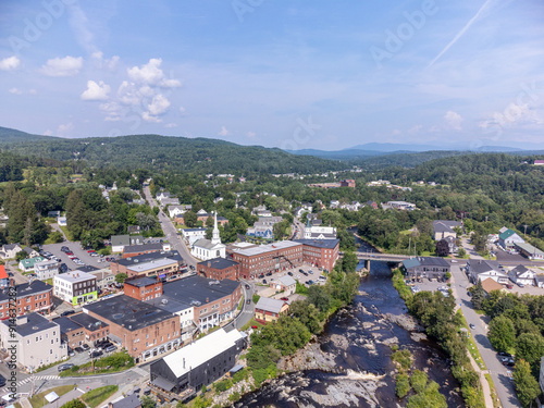 Littleton New Hampshire and the Ammonoosuc River. Aerial photo. photo